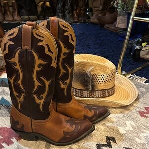 Silver Rebel Brown and Tan Western Cowboy Boots